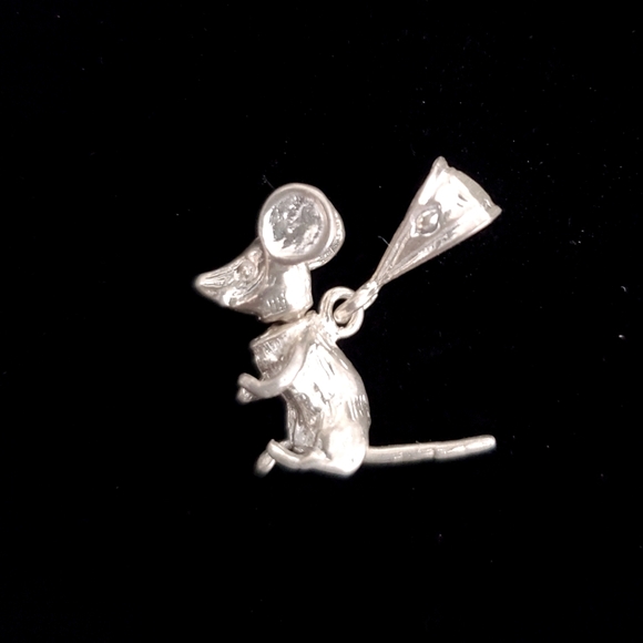925 Sterling Silver Moving Head Tail Mouse Charm - Picture 1 of 6
